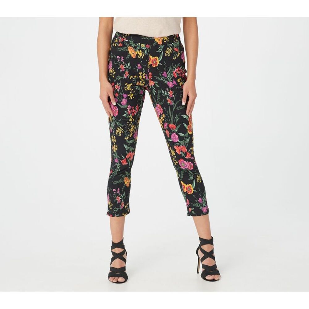 Truth + Style Women's Pants Sz 6 Printed Uptown Pull-On Crop Black